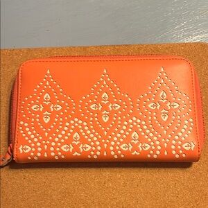 Price Firm!! Vera Bradley Orange and White Wallet with Unique Cut Out design.